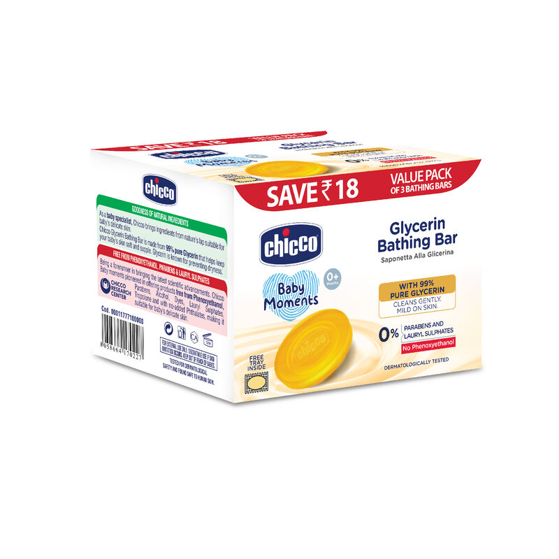 Baby Moments Glycerin Bathing Bar 75G (Pack Of 3) image number 0